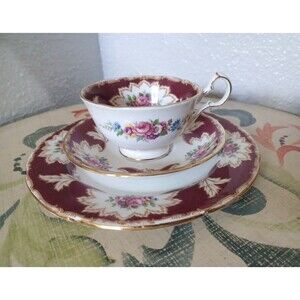 Vintage 1950s Royal Grafton "Academy" TeaCup & Saucer + Luncheon Plate Trio